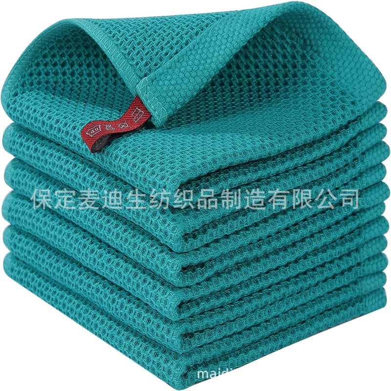 Pure Cotton Honeycomb Kitchen Dishwashing Square Towel Can Be Packaged With Hook Waffle Square Towel With Code - Image 1